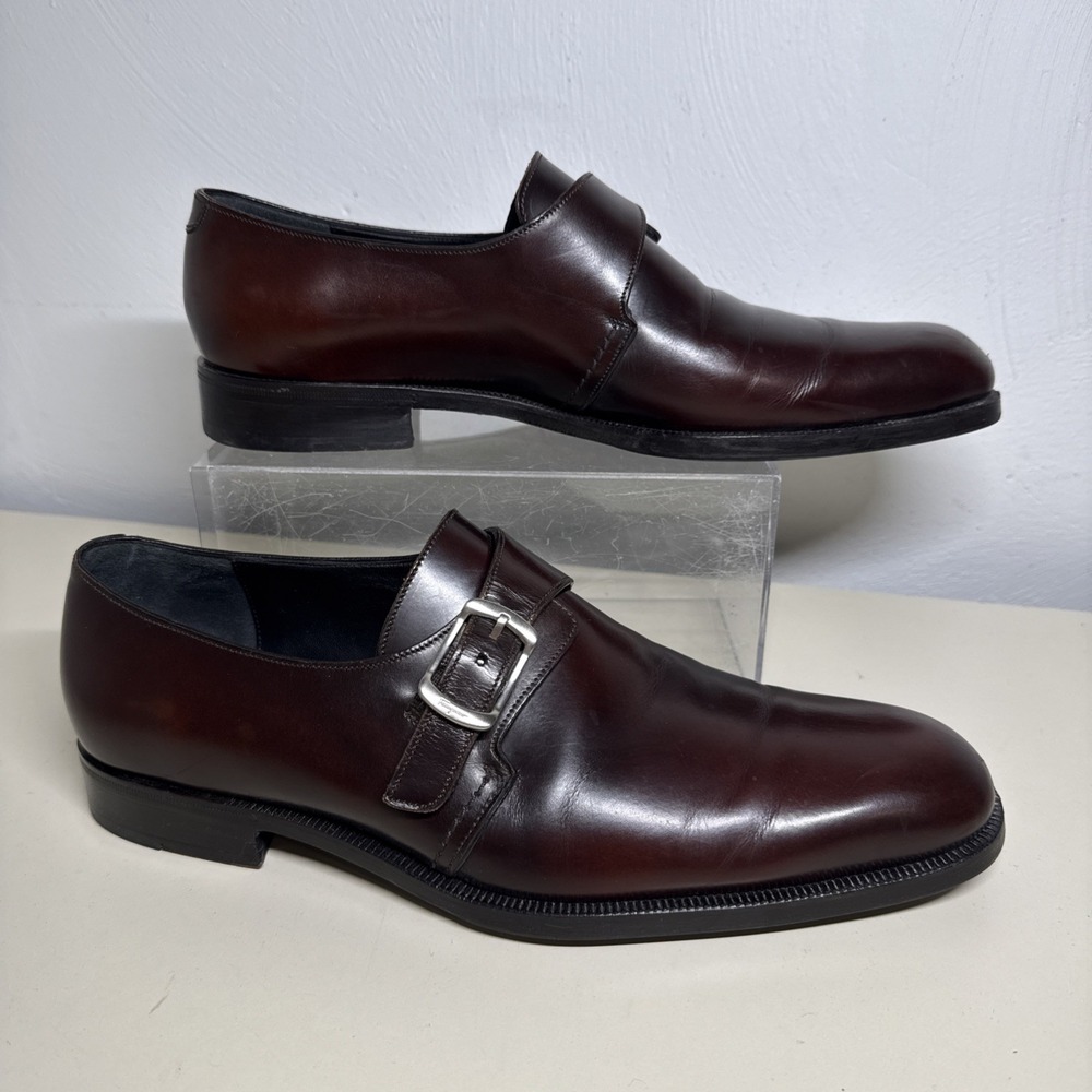 Salvatore Ferragamo Cherry Brown Leather Monk strap Shoes USA 6,5 EE
